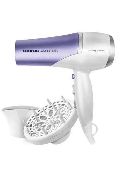 Taurus Uscator de par Taurus Alize 2200, 2200 W, 2 viteze, 3 nivele de temperatura + aer rece (Alb/Mov)