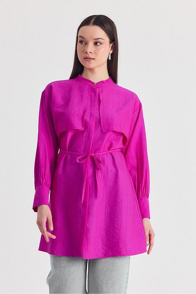Rays Fuchsia Piece Detailed Rope Laced Shirt 4553A