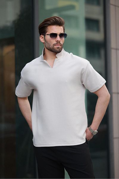 Madmext Ανδρικό μπλουζάκι Basic Polo Neck Stone Color E7145