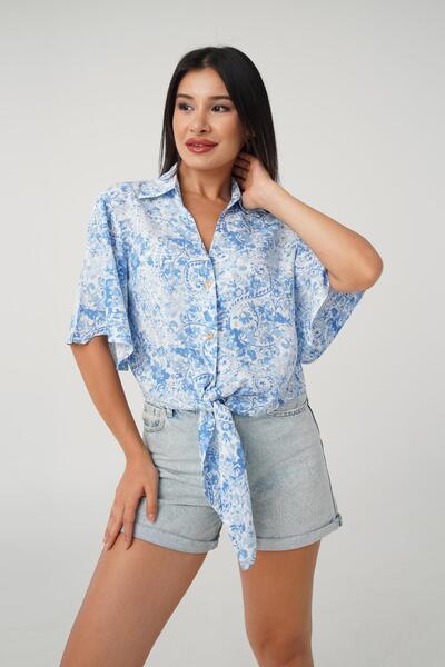 Hipo Trend Cămașă albastră cu model - cu cravată în față