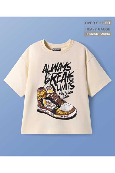Pine kids Pine Kids Cotton T-Shirt With Shoes & Text Print - Peach
