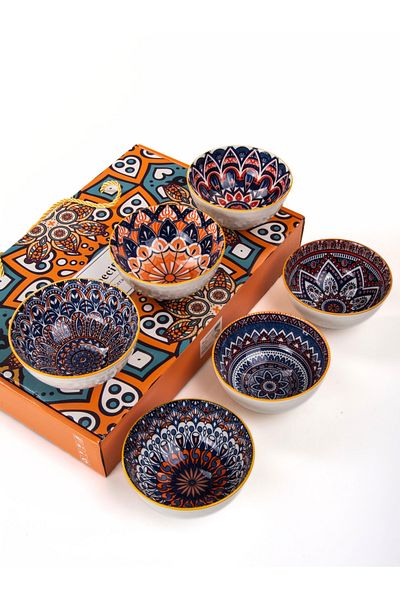 MUKKO HOME Set of 6 Porcelain Bowls 320 ml - Soup, Breakfast, Snack Gift