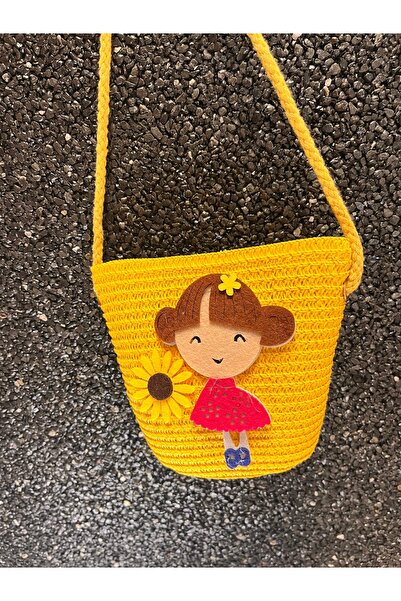 ZMK KIZ ÇOCUK SEVİMLİ KOL ÇANTASI HASIR ÖRGÜ DETEYLI ŞIK SÜSLEMELİ