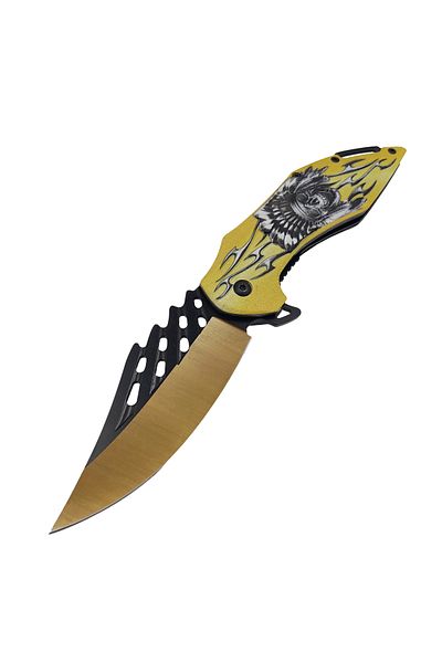 Depox Cuțit de vânătoare IdeallStore®, Past Shaman, oțel inoxidabil, 21 cm, galben
