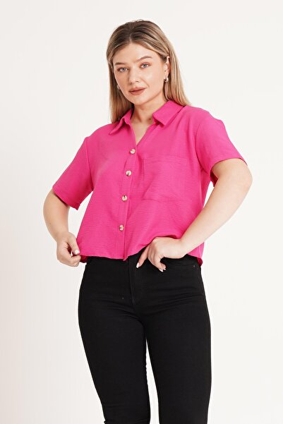 Hipo Trend Cămașă scurtă fucsia Sunshine - un singur buzunar