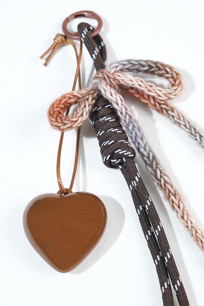 SHERIN Brown Heart and Ribbon Keychain