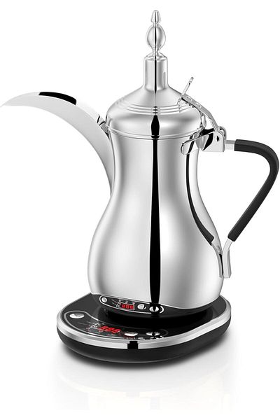 ALSAIF Electric Arabic Coffee Maker 900W with Comfortable Handle and Digital Display for Time and Te
