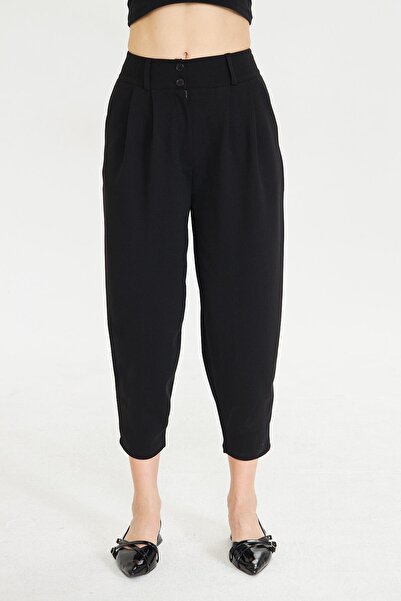 BELISTIL Siyah Havuç Kesim Kumaş Pantolon