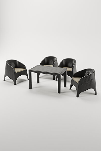 Çavdar Group Olivia 4 Kişilik Minderli Raddan Oturma Grubu 70x120 Yüksek Sehp...