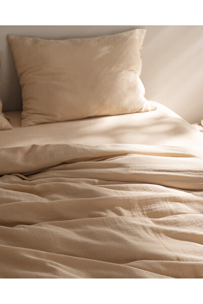 Madame Coco Beige Marla Muslim King Size 100% Cotton Elastic Duvet Cover Set