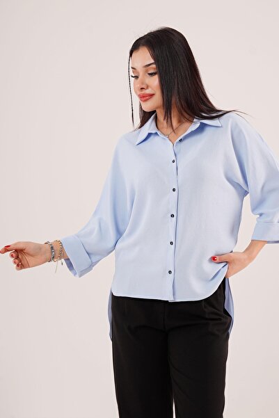 Hipo Trend Baby Blue μακρύ πουκάμισο με διπλό καρπό