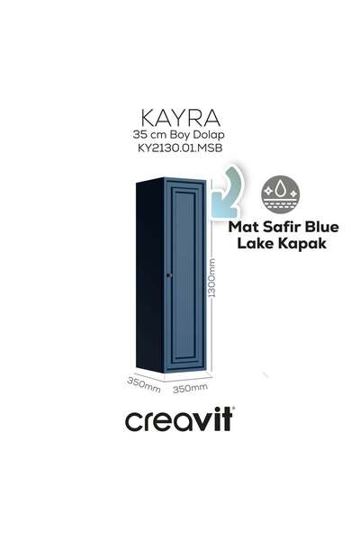 Creavit Kayra Boy Dolabı 130cm Mat Safire Blue