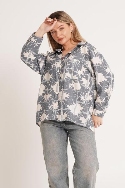 Hipo Trend Dijital Desenli Salaş Antrasit Gömlek