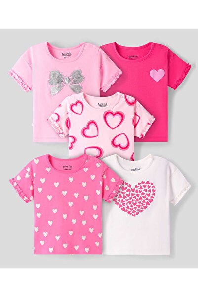 Bonfino تيشيرتات بونفينو المحبوكة من القطن بنسبة 100% بأكمام نصفية وطبعة قلب ...