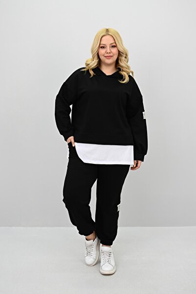 Koza Butik Γυναικείο Σετ Φούτερ με μακρυμάνικο καπάκι από καουτσούκ 8180-25