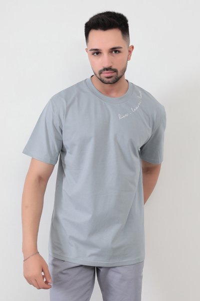 JB John Borners Ανδρικό μπλουζάκι με στάμπα σε ανοιχτό γκρι Live Love