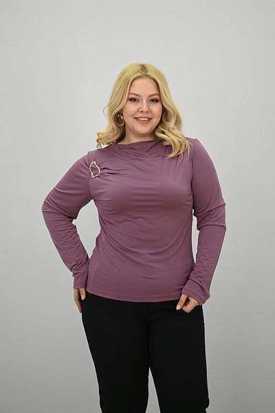 Koza Butik Women's Plus Size Accessory Detailed Draped Blouse 1924-25