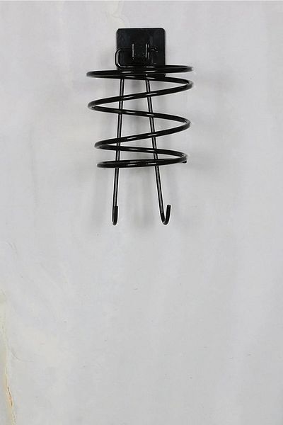 Alper Banyo Black Square Blow Dryer Hanger |   Adhesive Hair Dryer Holder |   No Drilling Required