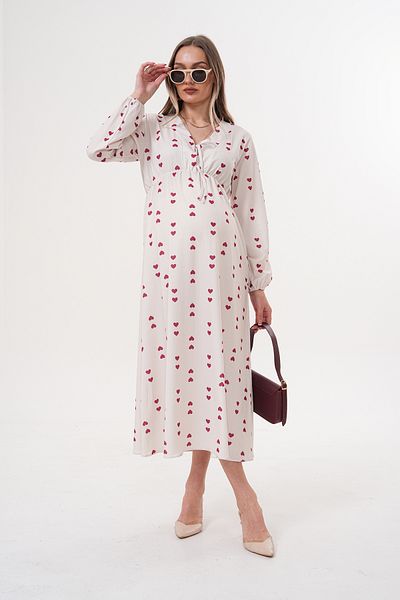 Miss Dünya Lissa Pregnant and Maternity V-Neck Long Sleeve Woven Fabric Dress