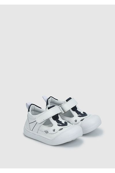Kiddo Boys' White Leather Sneakers