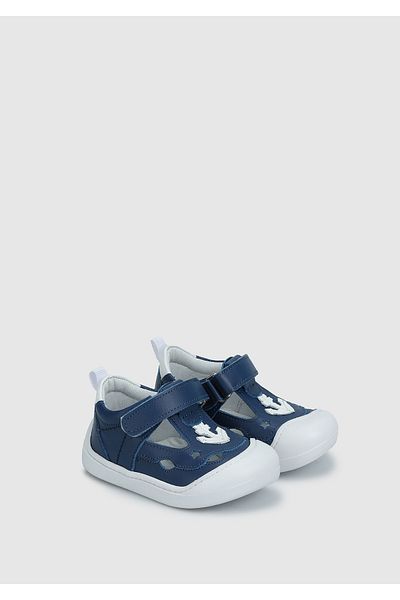 Kiddo Boys' Blue Leather Sneakers