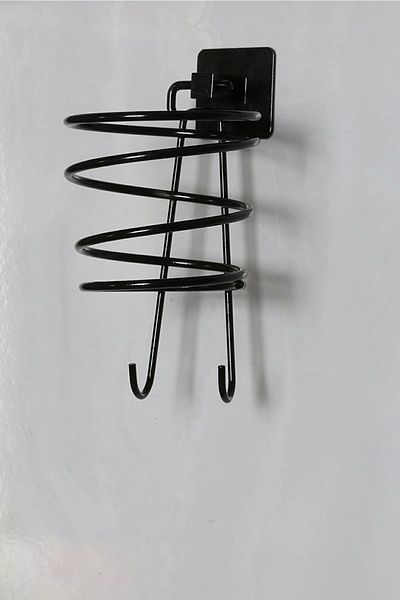Alper Banyo Black Square Blow Dryer Hanger |   Adhesive Hair Dryer Holder |   No Drilling Required