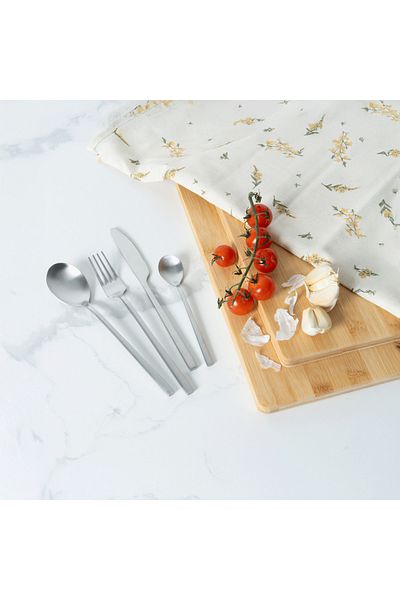 VAV GET 24-Piece Flatware Cutlery Set Service for 6 People, Elegant & Durable Design, Sliver.