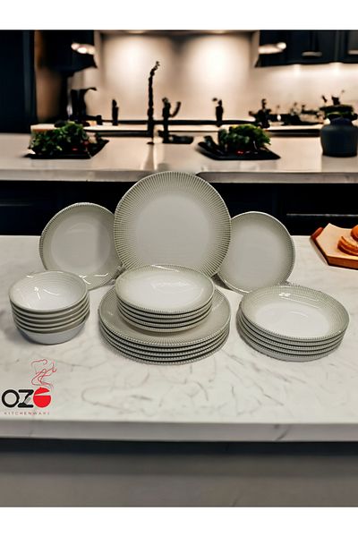 ozo - 24 Pcs Porcelain Dinner Set - Made in Turkey