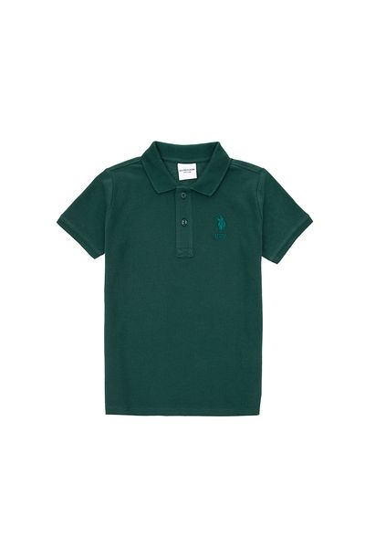 U.S. Polo Assn. Tricou pentru băiat, verde închis, cu gât polo de bază 50298049-vr079