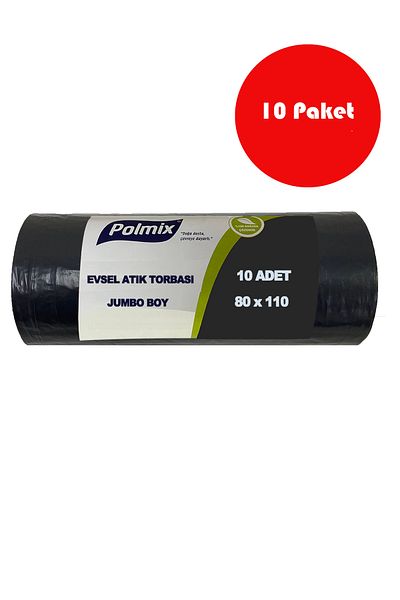 Polmix 10 Jumbo Size Domestic Waste Bags 80X110 cm - P133