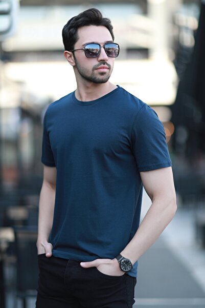 JB John Borners Мъжка тениска с кръгло деколте, стандартна кройка, тъмносиня ...