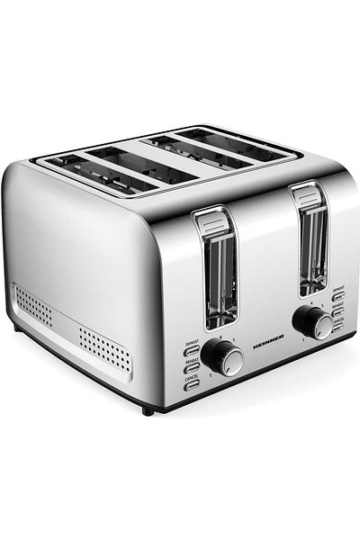 Heinner Heinner HTP-4S1500SS Toaster, 1500 W, 4-slice capacity, 7 browning levels (Stainless Steel)