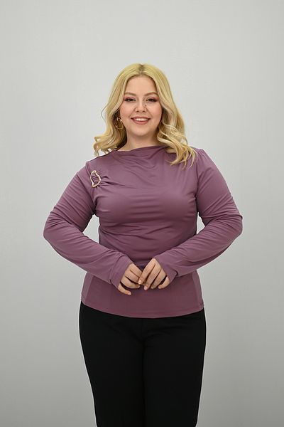 Koza Butik Women's Plus Size Accessory Detailed Draped Blouse 1924-25