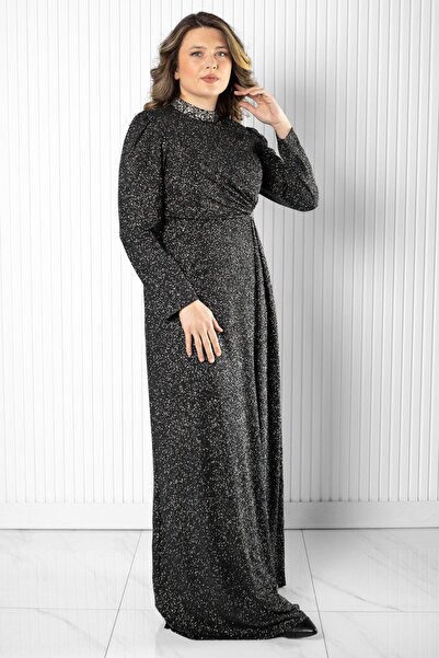 Modaviki Βραδινό φόρεμα με λεπτομέρεια από πέτρα Ασημί MDA2523