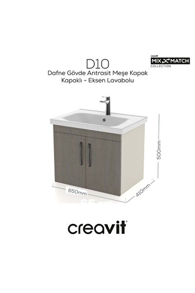 Creavit D20 65 Cm Kapaklı Lavabo Dolabı Dafne Melamin Kapak