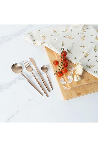 VAV GET 24-Piece Flatware Cutlery Set Service for 6 People, Elegant & Durable Design, Rose Gold.