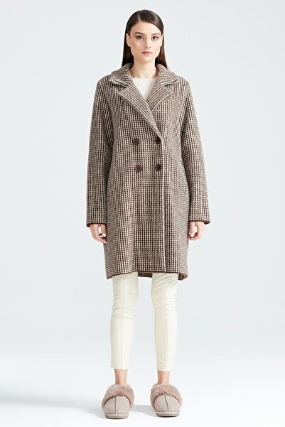 Tığ Triko KAZAYAĞI DESENLİ MİNK KABAN KAHVE