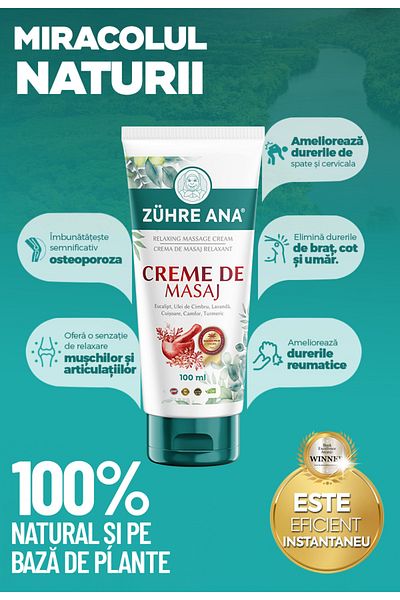 Zühre Ana Zuhre Ana Crema De Masaj – Efect Calmant – Relaxare Musculara – Formula Naturala – Absorbtie Rapida