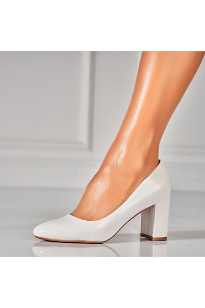 Joana Women's White Heeled Shoes Made of Levia Patent Leather