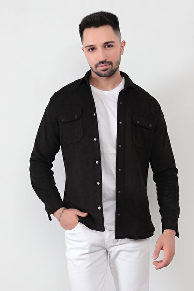 JB John Borners Ανδρικό πουκάμισο σουέτ με διπλή τσέπη και λεπτομέρεια με κουμπώματα - 16463