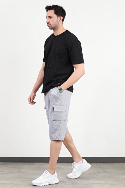 JB John Borners Ανδρικό ελαστικό παντελόνι με κορδόνια και τσέπες cargo, γκρι...