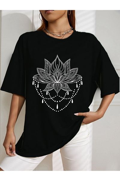 JANSO GROUP Tricou oversize cu imprimeu floral
