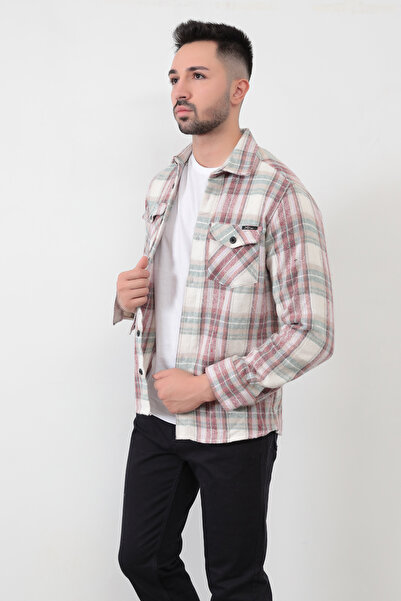 JB John Borners Ανδρικό πουκάμισο ξυλοκόπος ανθρακί-γκρι καρό μαύρη γραμμή με λεπτομέρεια διπλή τσέπη μακρυμάνικο βαμβακερό - 16423