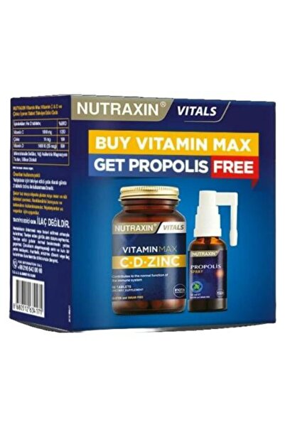 Nutraxin Vitamin Max C- D Zinc 60 Kapsül Alana Propolis Sprey Hediye