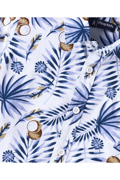 Pine kids Pine Kids Cotton Half Sleeves Shirt Tropical Print - Multicolour