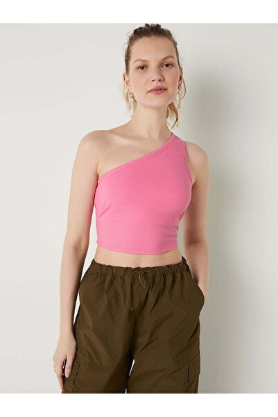 PINK Ribanalı Tek Omuz Crop Üst