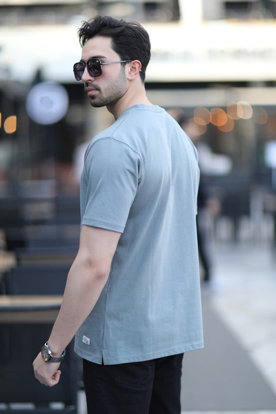 JB John Borners Ανδρικό μπλουζάκι με λαιμόκοψη με κανονική εφαρμογή βαμβακερό χακί - 5446