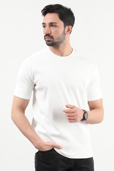 JB John Borners Ανδρικό μπλουζάκι με λαιμόκοψη καμισόλα βαμβακερό λευκό - 25Y 2936