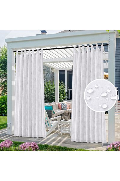 COOYA Waterproof Curtains,Premium Thick Top,Linen Texture,Privacy Guaranteed,2 Panel,52 Inch,White