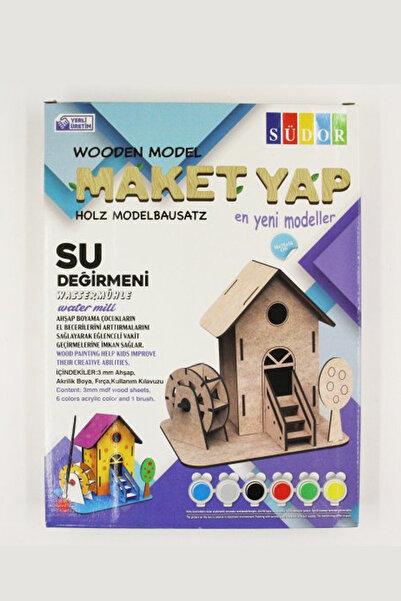 everart Ahşap Kutulu Maket Su Değirmeni Boyama Seti Büyük